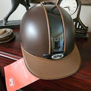 NEW GPA Titium Riding Helmet Chesnut Leather Size 53